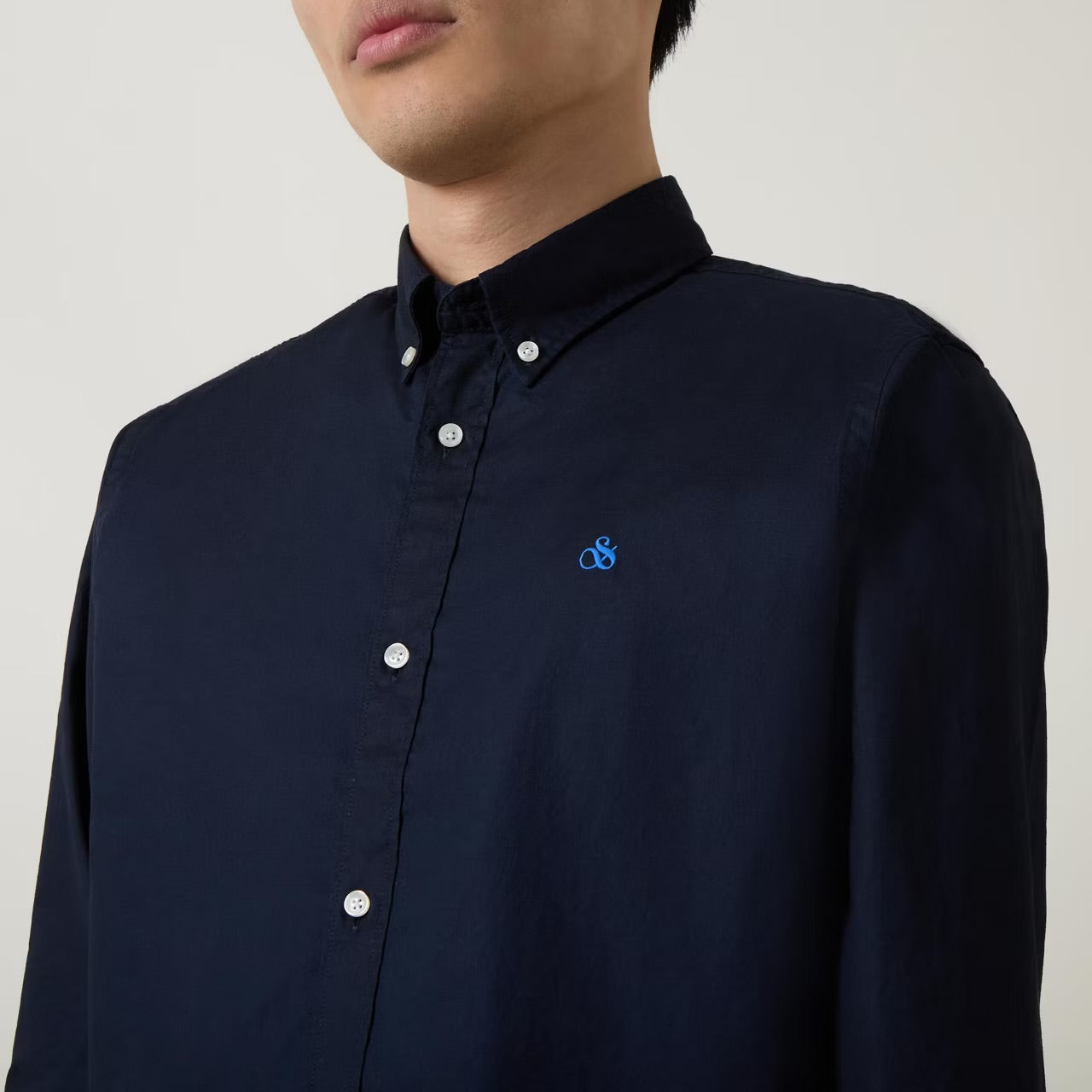 SCOTCH AND SODA Button-Down Cotton Oxford Shirt NAVY