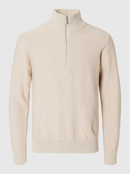 SELECTED HOMME Half Zip Jumper BEIGE