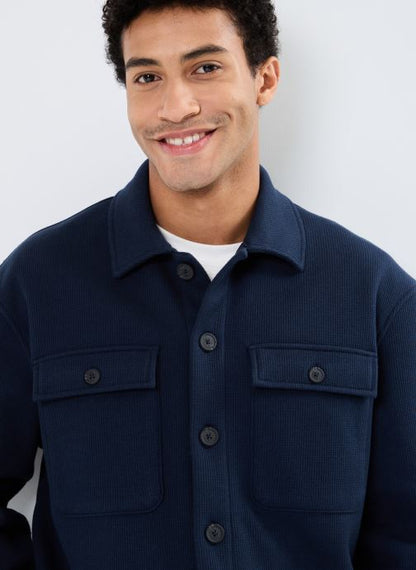 SELECTED HOMME Fleece Overshirt NAVY