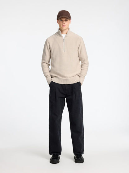 SELECTED HOMME Half Zip Jumper BEIGE