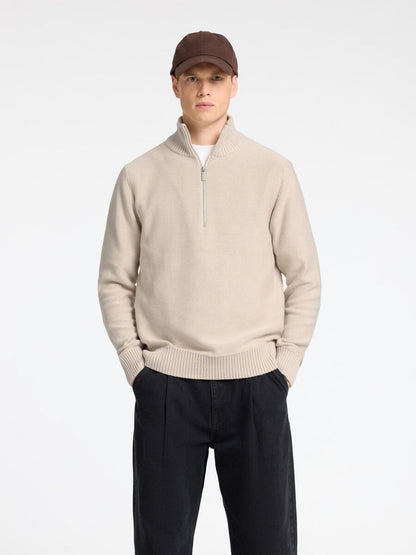 SELECTED HOMME Half Zip Jumper BEIGE