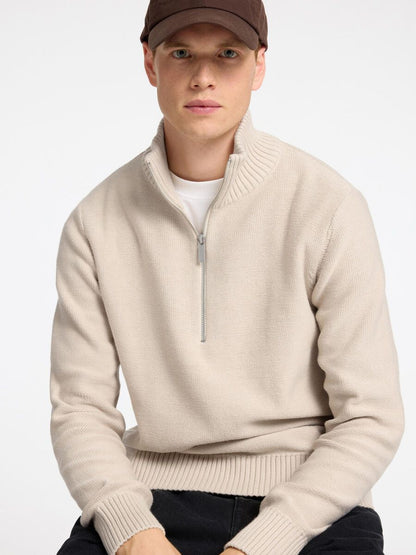 SELECTED HOMME Half Zip Jumper BEIGE