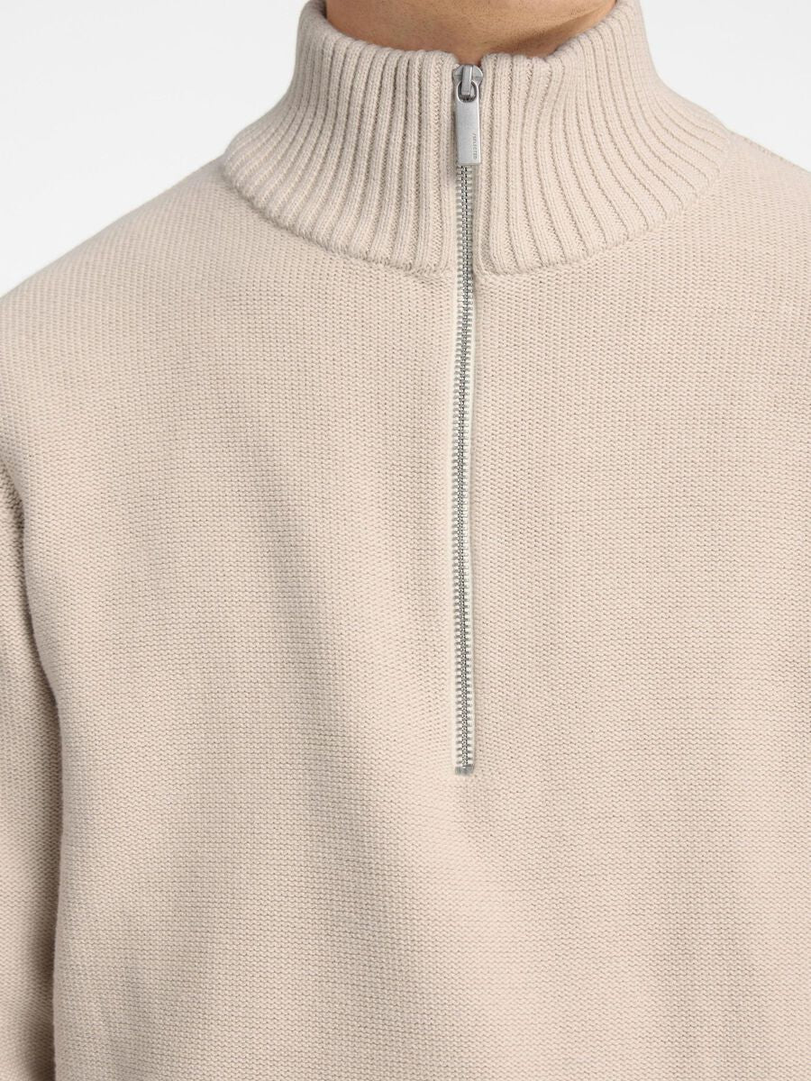 SELECTED HOMME Half Zip Jumper BEIGE