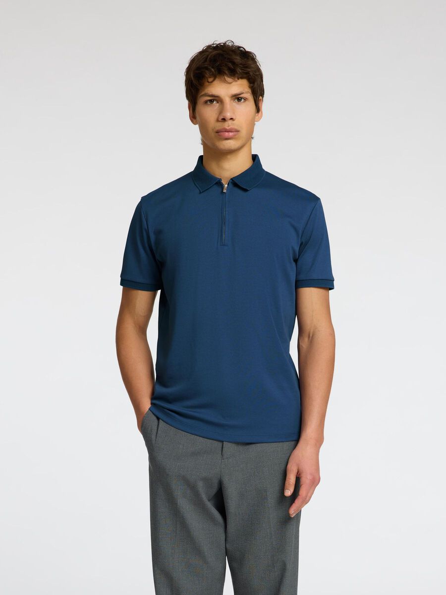 SELECTED HOMME Zip Polo Oceana BLUE