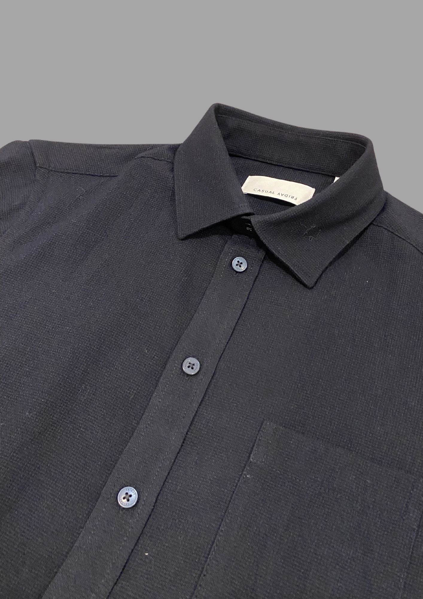 CASUAL FRIDAY Pique Stretch Shirt NAVY