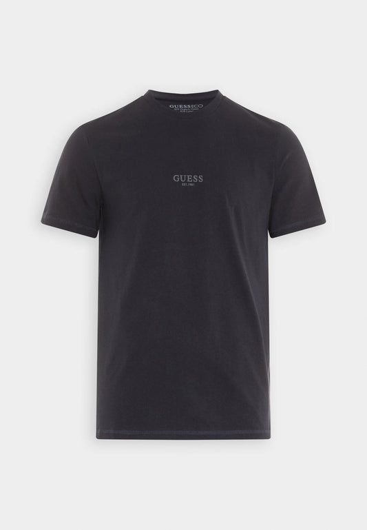 Guess Raised Text logo T-Shirt Navy