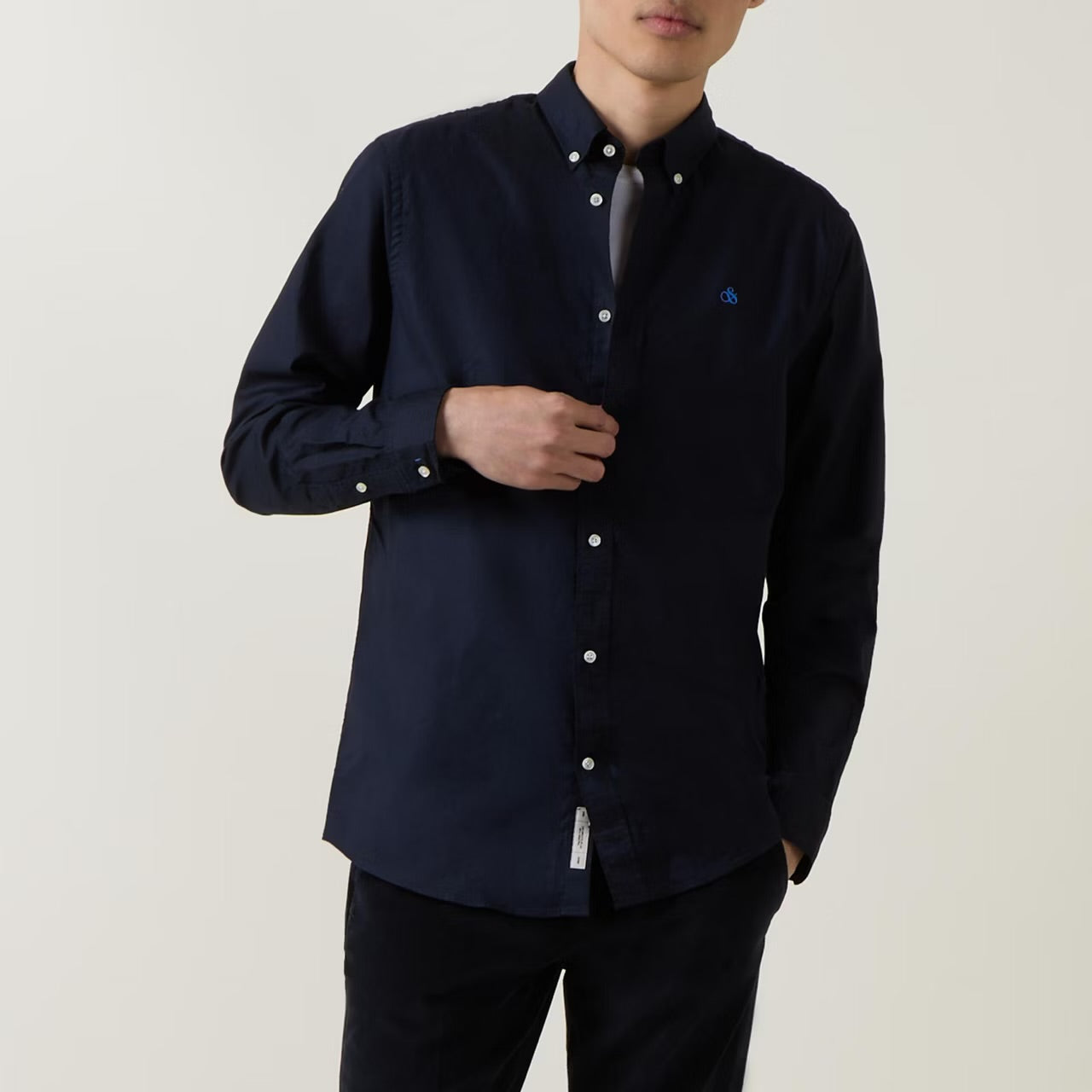 SCOTCH AND SODA Button-Down Cotton Oxford Shirt NAVY