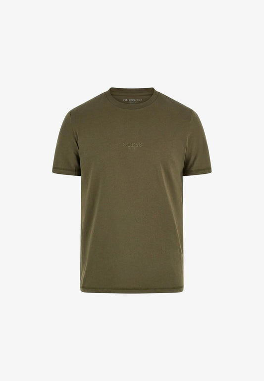 Guess Raised Text logo T-Shirt Green