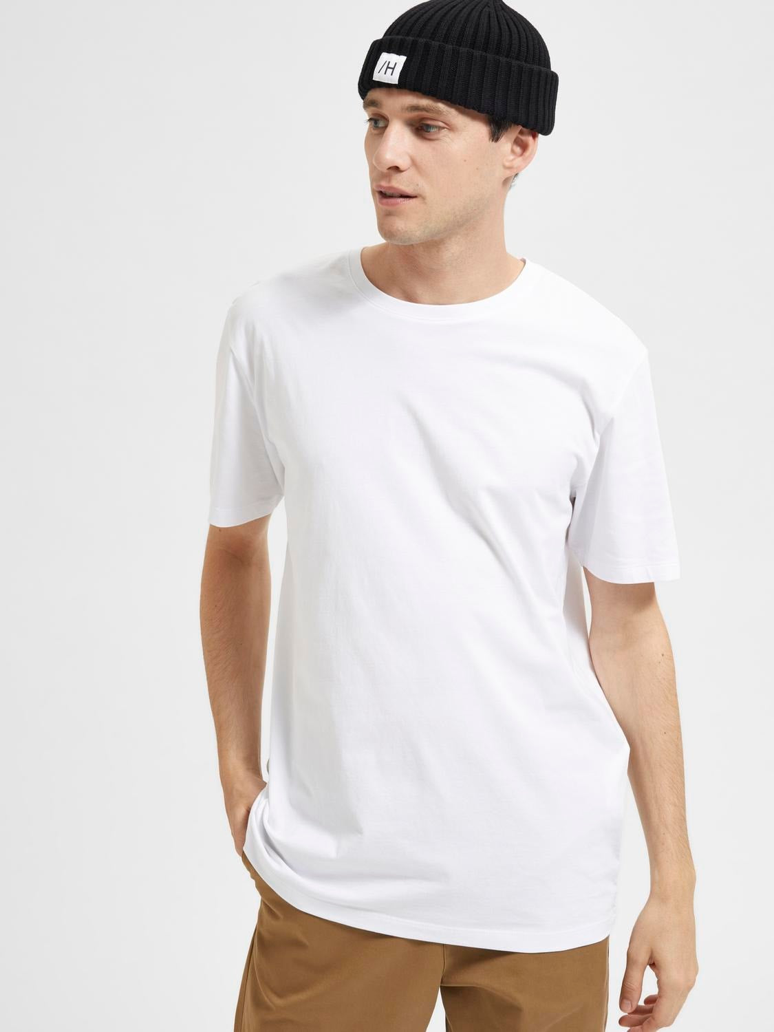 SELECTED HOMME Basic T Shirt WHITE