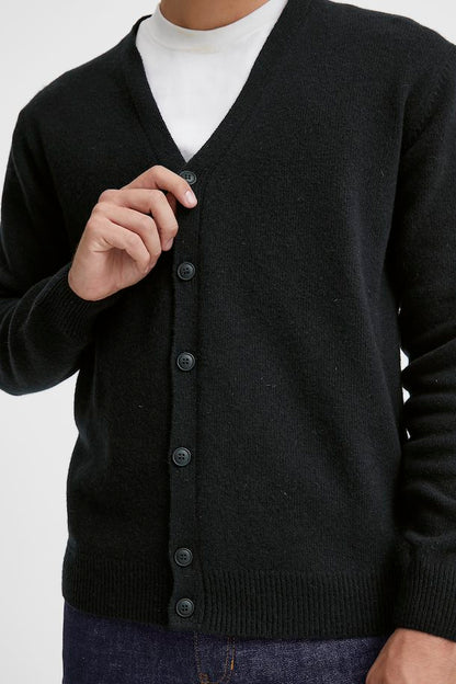 ITALIAN Lambswool Cardigan Dark NAVY